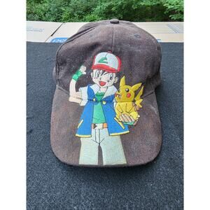 Vintage 90s Kids Youth Pokémon Hat Ash Ketchum Pikachu Embroidered Nintendo